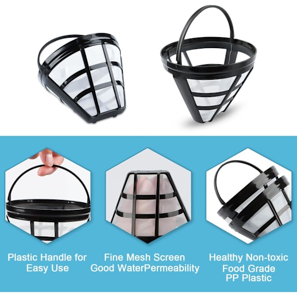 Kaffe Filter, 2 stk Genanvendelige Permanente Kaffe Filter Fine