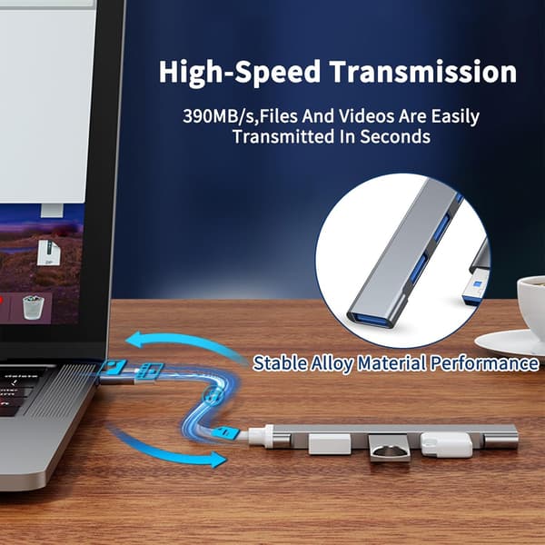 Multi USB Port Splitter, 4 Port USB Hub 3.0, 1-pack
