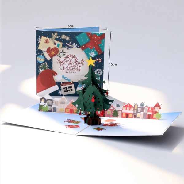1 bit 3D julkort visas julgran gratulationskort