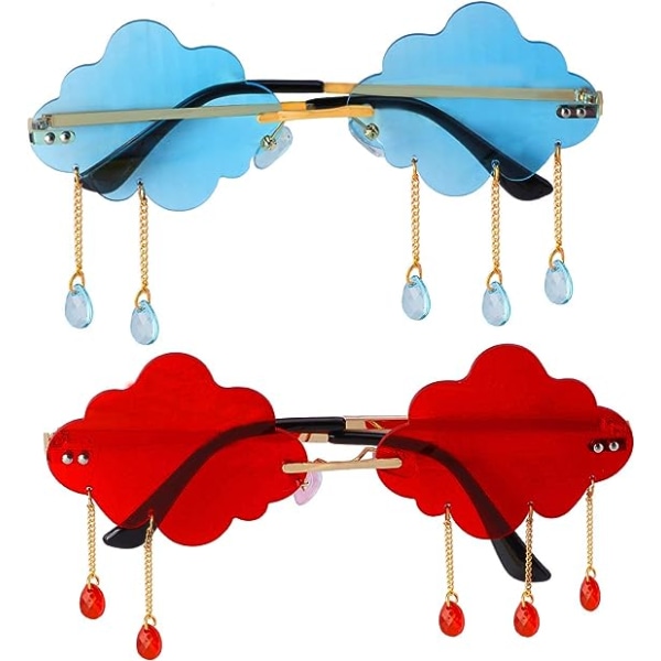 2 Par Mode Regn Sky Rammeløse Solbriller Retro Uregelmæssig C