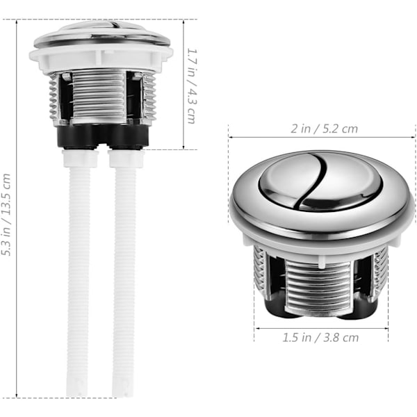 38 mm Toalett Dubbel Spolning Runda Huvud Tryckknapp Elektropläterad