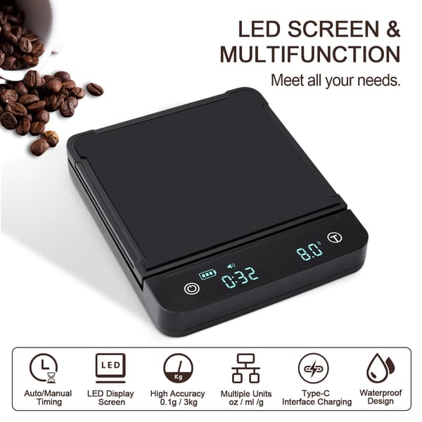 Matvekt med HD LED-skjermtimer, vaskbar