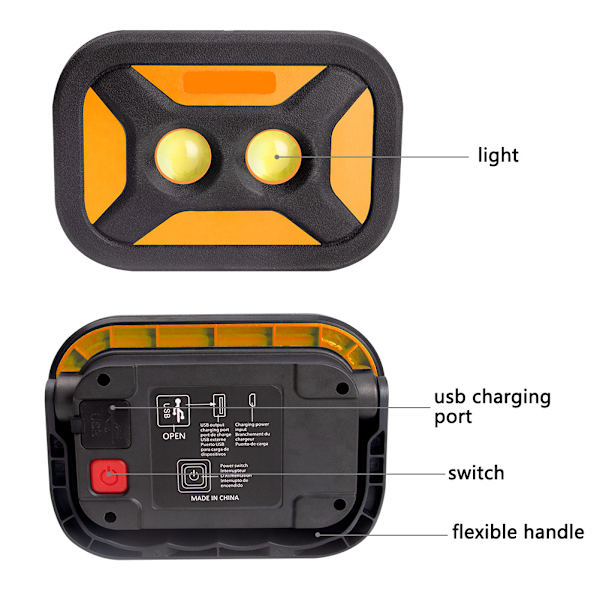 1 Stykke Utendørs Mobil Solcelle Bærbar Lampe COB Arbeidslys LED