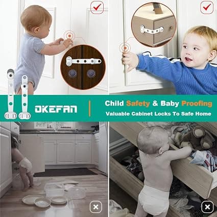 Barnsäkerhetslås för skåp - 12-pack (Vit) Baby Proof