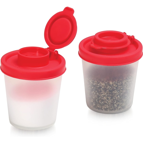 2 kpl (89 ml) BPA-vapaita läpinäkyviä muovisia suola- ja pippuripurkkeja, matkalle