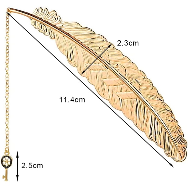 Bokmerke, 11,4 * 2,3 cm Metall Bokmerke Fjær Bokmerker Kreativ