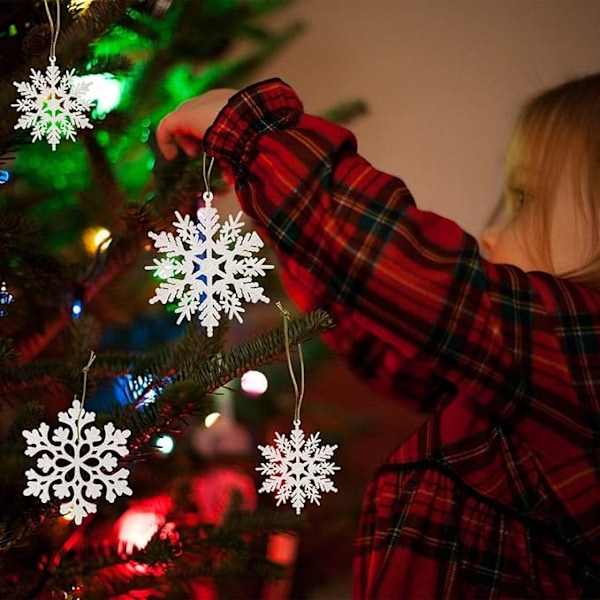 36 kpl Lumikiteitä - Joulukuusen Koristeet, Lumikiteiden Koristeet Puuhun, Muovi Glitter Valkoiset Lumikiteet Koristeet