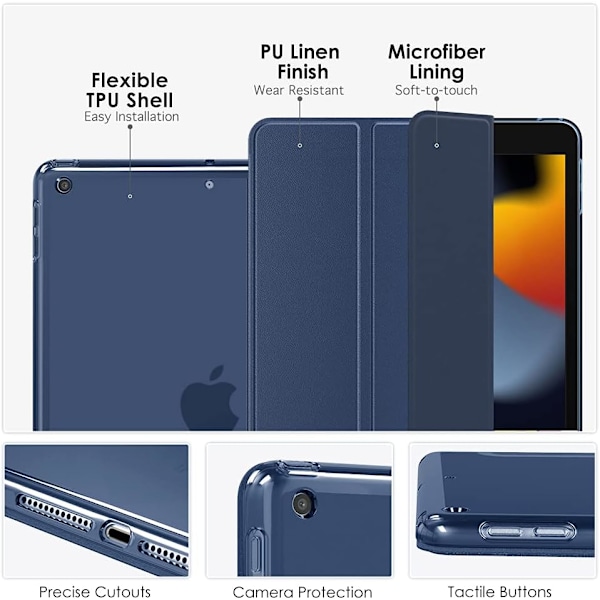 Fodral för Nya iPad 9:e/8:e/7:e Gen (2021/2020/2019), Mjuk TPU Genomskinlig Frostad Bakre Skyddsskal Smalt Skal Skydd