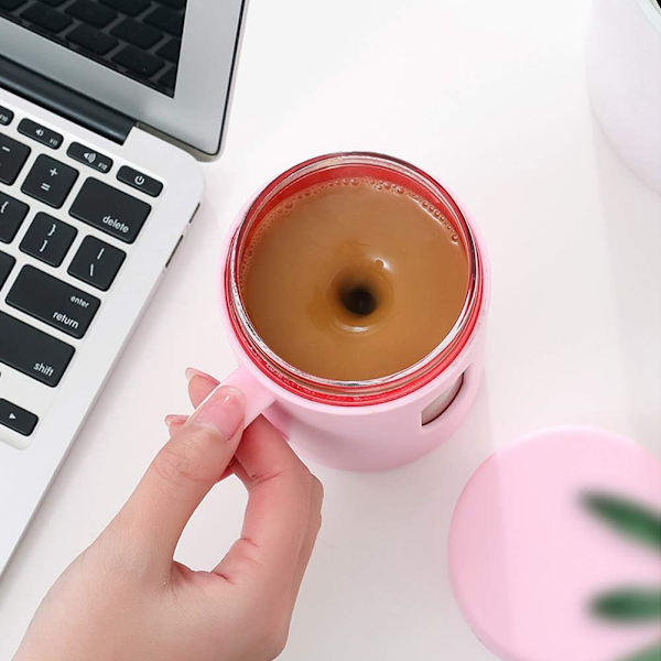 1 st (Rosa) Självvirvlande Kaffe Mugg Smart Varm Dryck Mixer