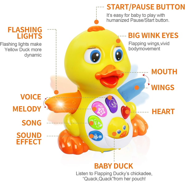 Baby Musical Toys 6/9/12 månader+, Baby Duck Musical Toy,