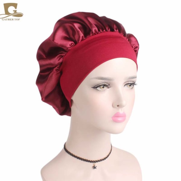 1 Stycke Satin Hårsömnhatt, Sömnhattar, Stretchig Sömnhatt