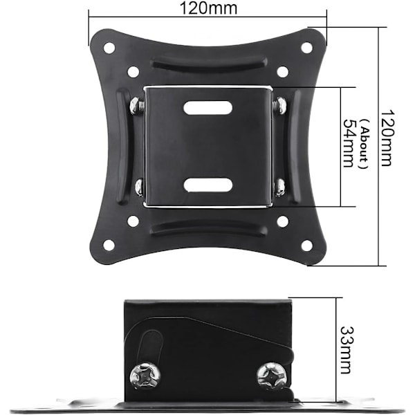 15 asteen kalteva tasainen seinäkiinnitys 25 cm - 65 cm (10-26 tuuman) LED LCD -näytöille