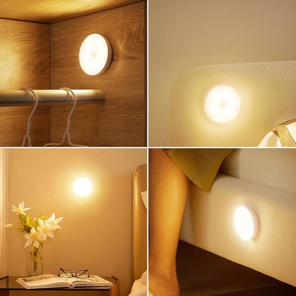 3 st Ultra-tunna LED-nattlampor med rörelsesensor, USB