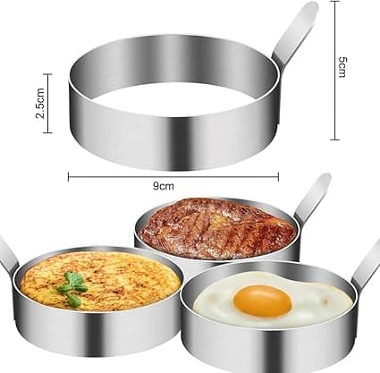 1 Pakk Eggringer, 3,5\" Eggform Ring Rustfritt Stål Ikke-Klebbende