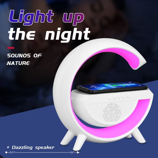 1 Stykk Smart Bluetooth-høyttaler Trådløs Lader Nattlampe