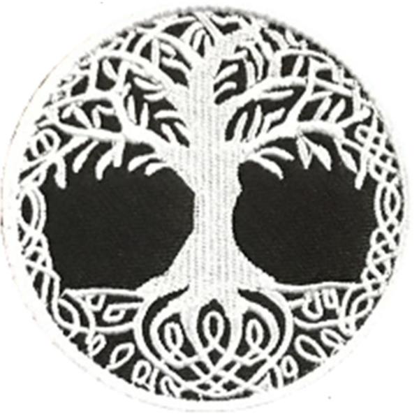 2 Stykker Livets Træ Broderi Patch (Sort og Hvid) Krog