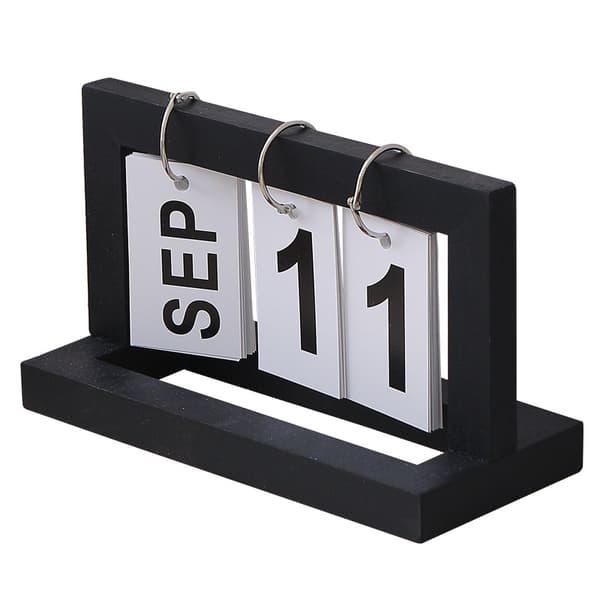 1 svart trä vintage evighetskalender, trä vändkalender