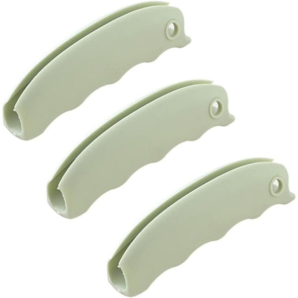 3 stykker (Grønn) Handle for matvareposer i silikon og plast