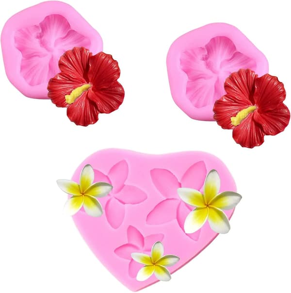 3-pack 3D silikonform för Fudge Blommiga silikonformar för tårtor