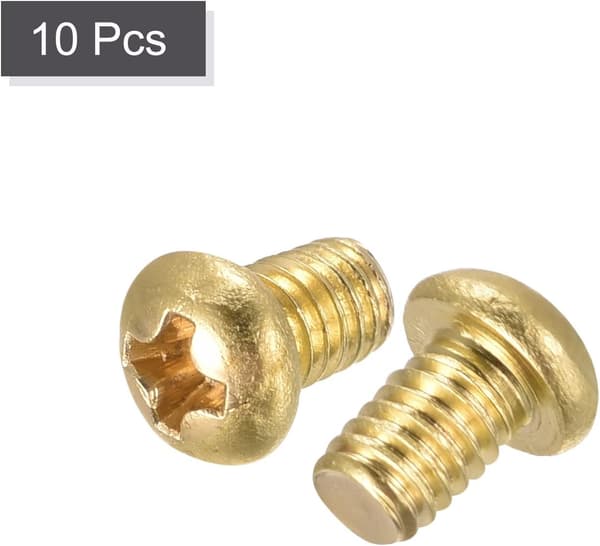 10 stk Messing Maskinskruer, M4*6mm, Phillips Hode Festeskruer