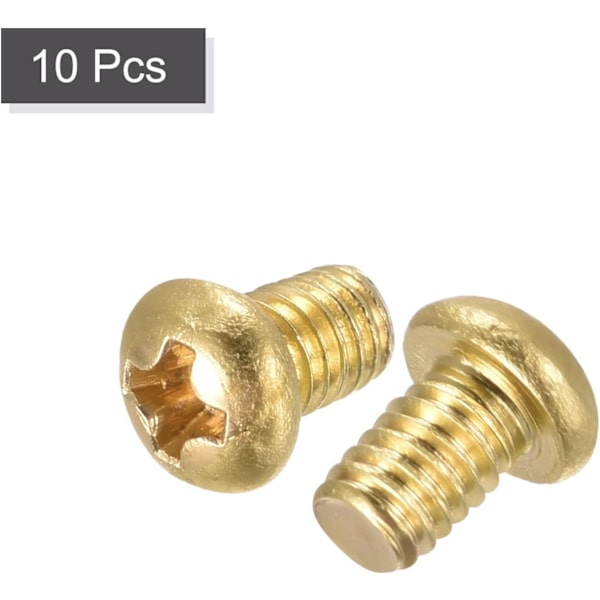 10 stk Messing Maskinskruer, M4*6mm, Phillips Hoved Fastgørelsesskruer