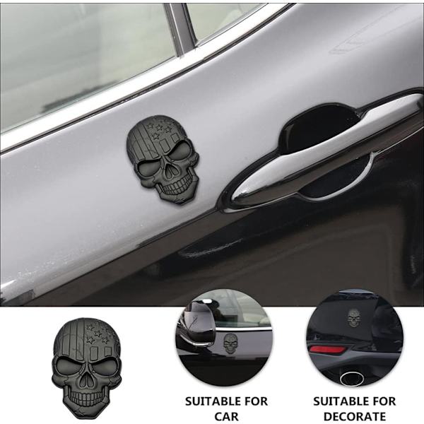2 stk. Sorte Zink Legering Bilstickere, Skalle Metal Krops