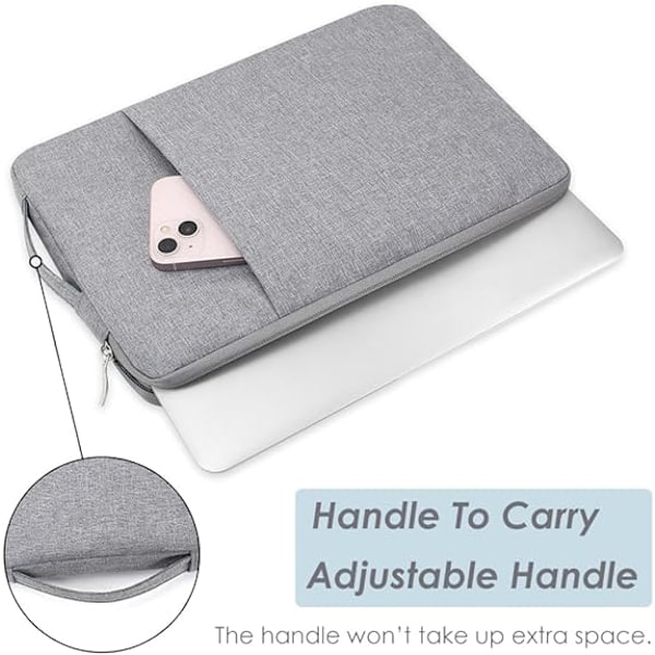 14 tommer Laptop Sleeve Case til 2024 MacBook Pro 14,2 tommer Bærbar Canvas Laptop Taske, Grå