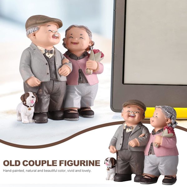 1 Stykke Gammelt Par Resin Statue Bryllupsdag Elskende
