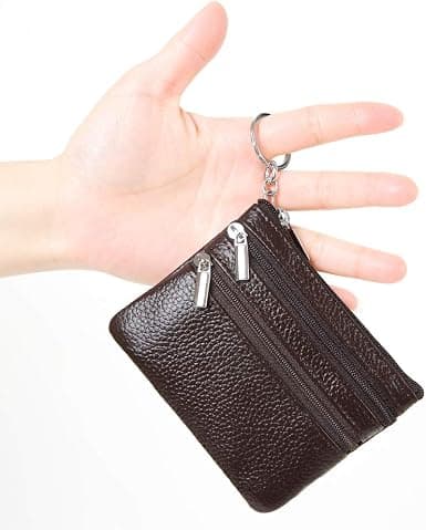 Dam Mini Plånbok i Äkta Läder med Nyckelring