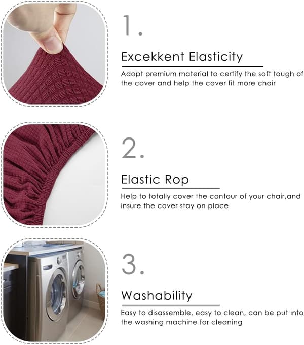 Stolsöverdrag (Burgundy) 2-pack - XL Matrum Jacquard Stretch XL