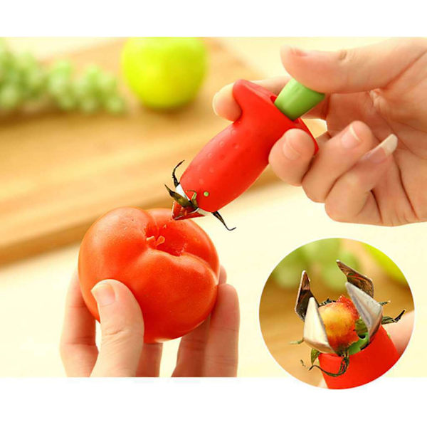 (Rød) Jordbærskræller, Tomatfjerner, Rustfrit Stål, til