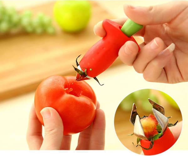 (Rød) Jordbærskreller, Tomatfjerner, Rustfritt Stål, for