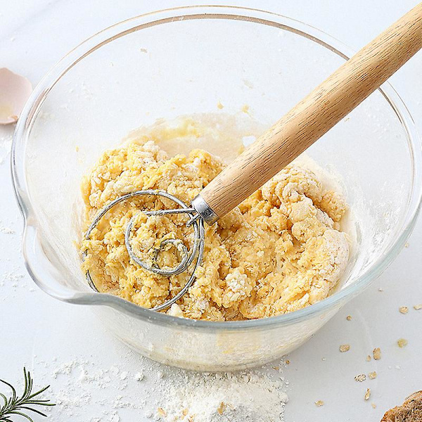 Dansk deigvisp bakebrød rustfritt stål verktøysett 2 stk deigskrape med 5 erstatninger