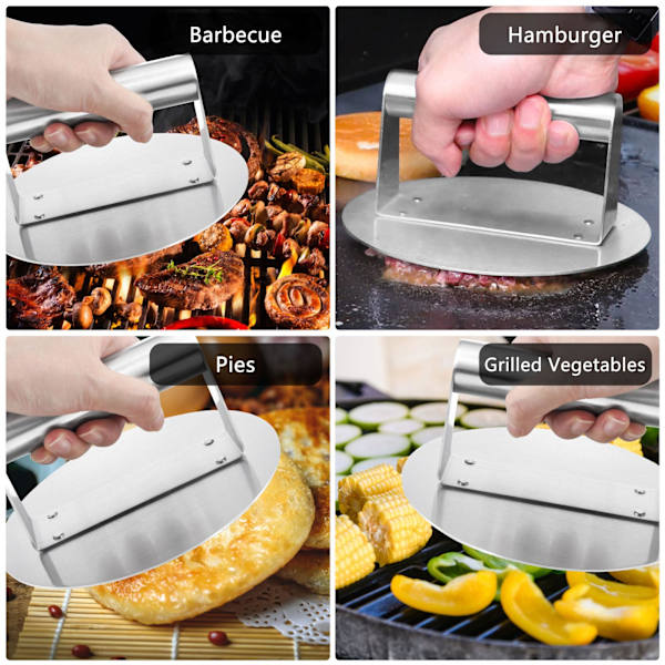 1 hamburgerpresse i rustfrit stål