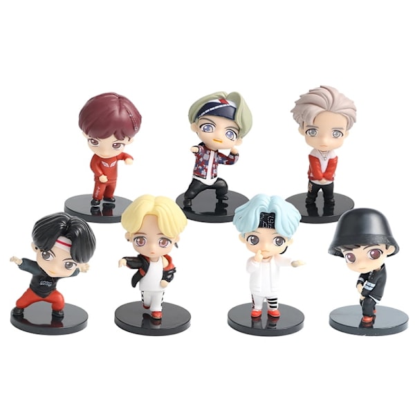 7 st/set BTS TinyTAN Mini Figur Bangtan Boys Grupper BTS Anime Figur Leksak TOP Grupp A.R.M.Y Present Idol Dock PVC Modell Prydnad Kpop Merchandise