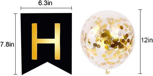 Hyvää syntymäpäivää -ilmapallot ja 5 kpl konfettipalloa