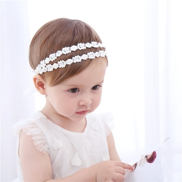 Babyflicka Hårsnodd med Blomma, Elastisk Huvudbandana