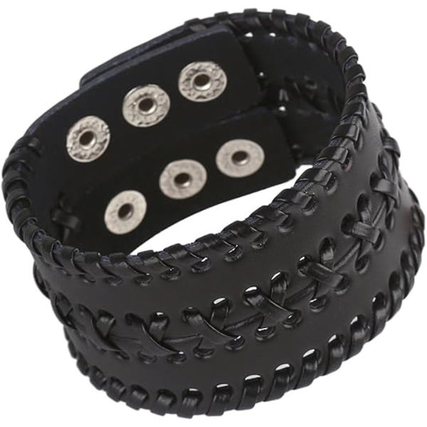 Läderarmband för män Punk Flätad rep Legering Armband Bangle Wris