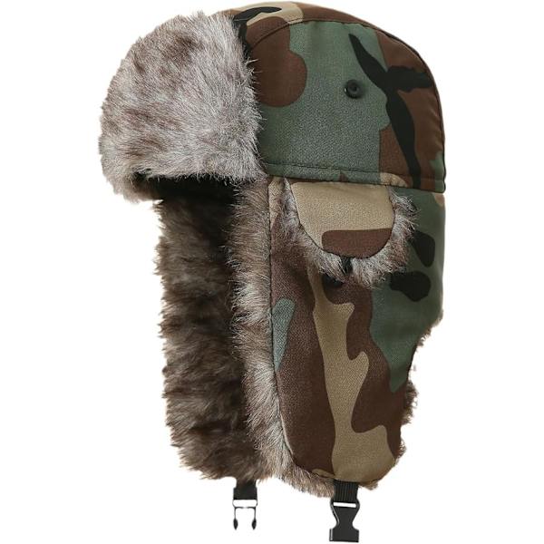 Ushanka-hatt för Män Kvinnor Konstpäls Trapperhatt med Öronklaffar, Vindtät Vattentät Ryska Hattar