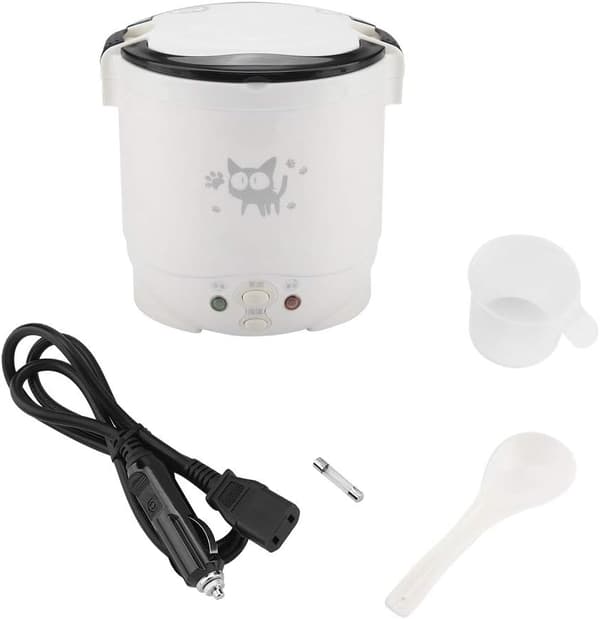 1L Mini Risgryter, 12v Elektrisk Matboks Bærbar Reise Risgryter for Bil Multifunksjonell Elektrisk Matdamp