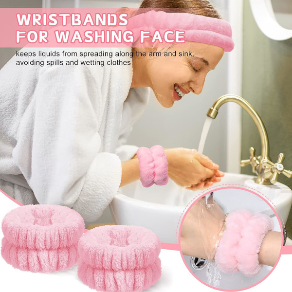 3 stycken Face Wash Pannband och armband Set Facial Spa