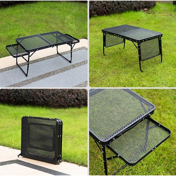 Utendørs sammenleggbart bord camping løftestativ camping bærbar piknik 60*40 med sidebord (send oppbevaringspose)