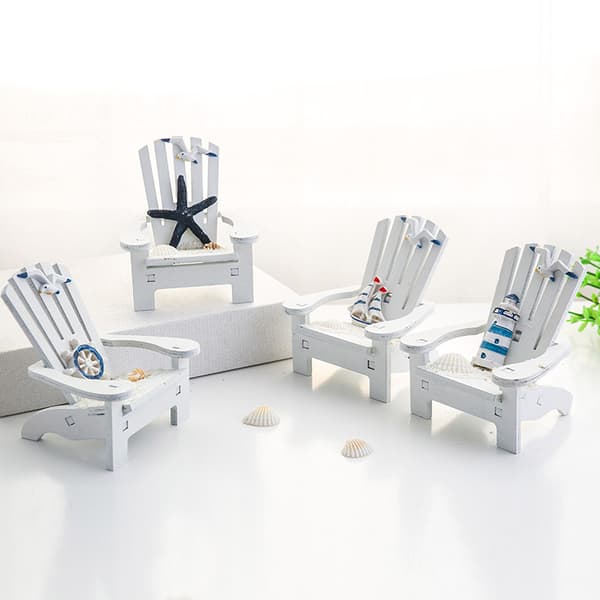 Set med 4 Mini Adirondack Strandstol Dekorationer för Kust