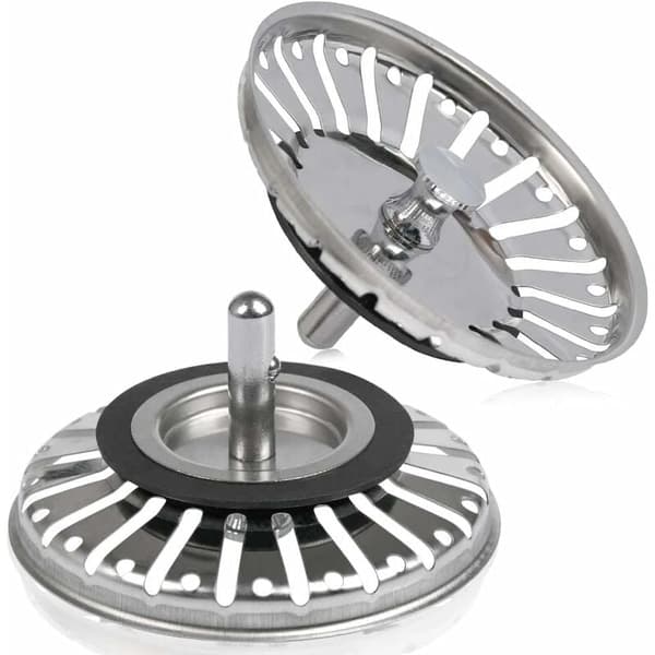 2 st diskhossil/diskhoavloppspropp diskbålshålsil kök/badrumssil 84 mm diameter med kulspets, rostfritt stål