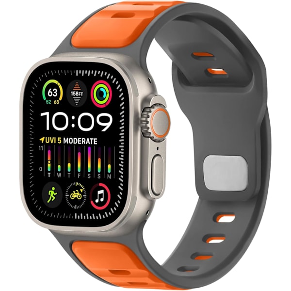 Armband Kompatibel med Apple Watch Band/Apple Watch Ultra 2 Band för Män Kvinnor 49mm 46mm 45mm 44mm 42mm, Mjuk Sport