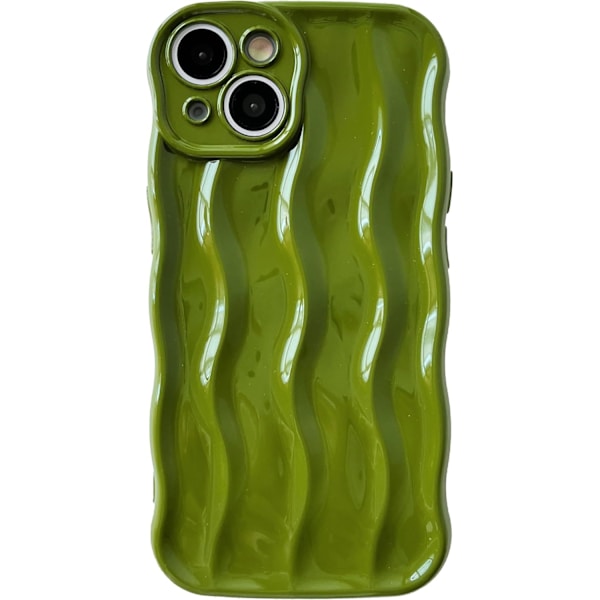 Caseative Vattenkrusningsmönster Lockigt vågmönster Mjukt kompatibelt med iPhone-fodral (Grön, iPhone 15 Pro Max)