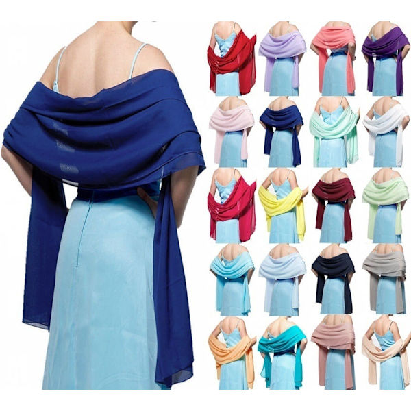 Aftenkjole Sjal Ensfarget Chiffon Sjal Bryllup Cheongsam