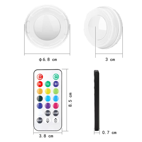 LED-lys for skap med fjernkontroll, flere lysfarger, AAA