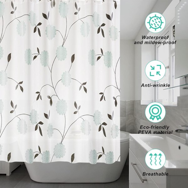Skimmelresistent bruseforhæng 180 × 180cm, vandtæt bruseforhæng