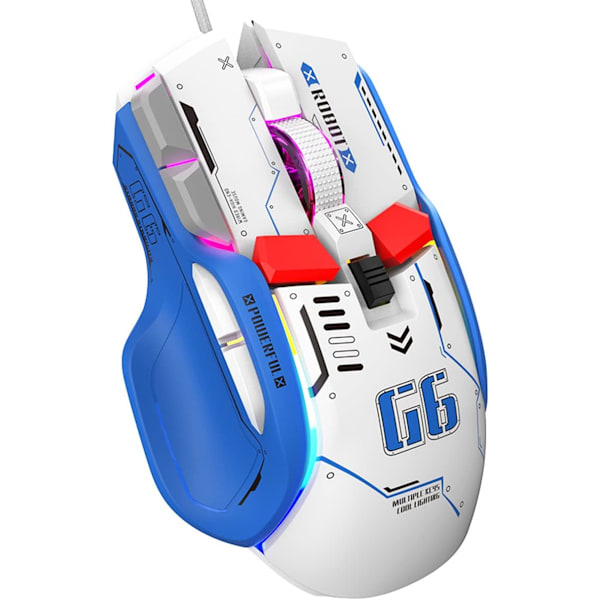 Gaming Mus, EASYTAO Lydløs Ergonomisk Ledningsforbundet Mus, 6 DPI-niveauer (200-12800 DPI), 11 RGB-belysningstilstande, 10 Programmerbare